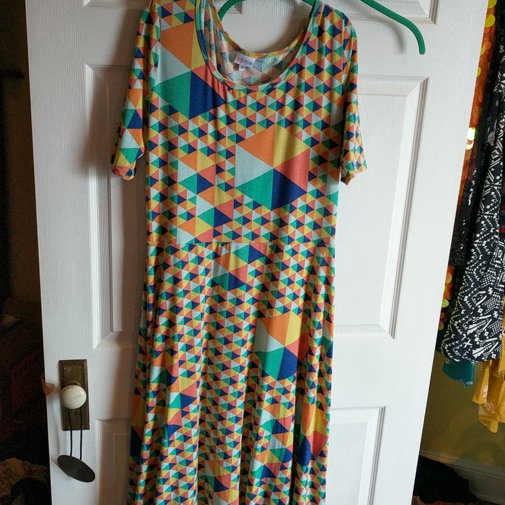 NWOT Lularoe 2XL Geometric Rainbow Ana Maxi Dress